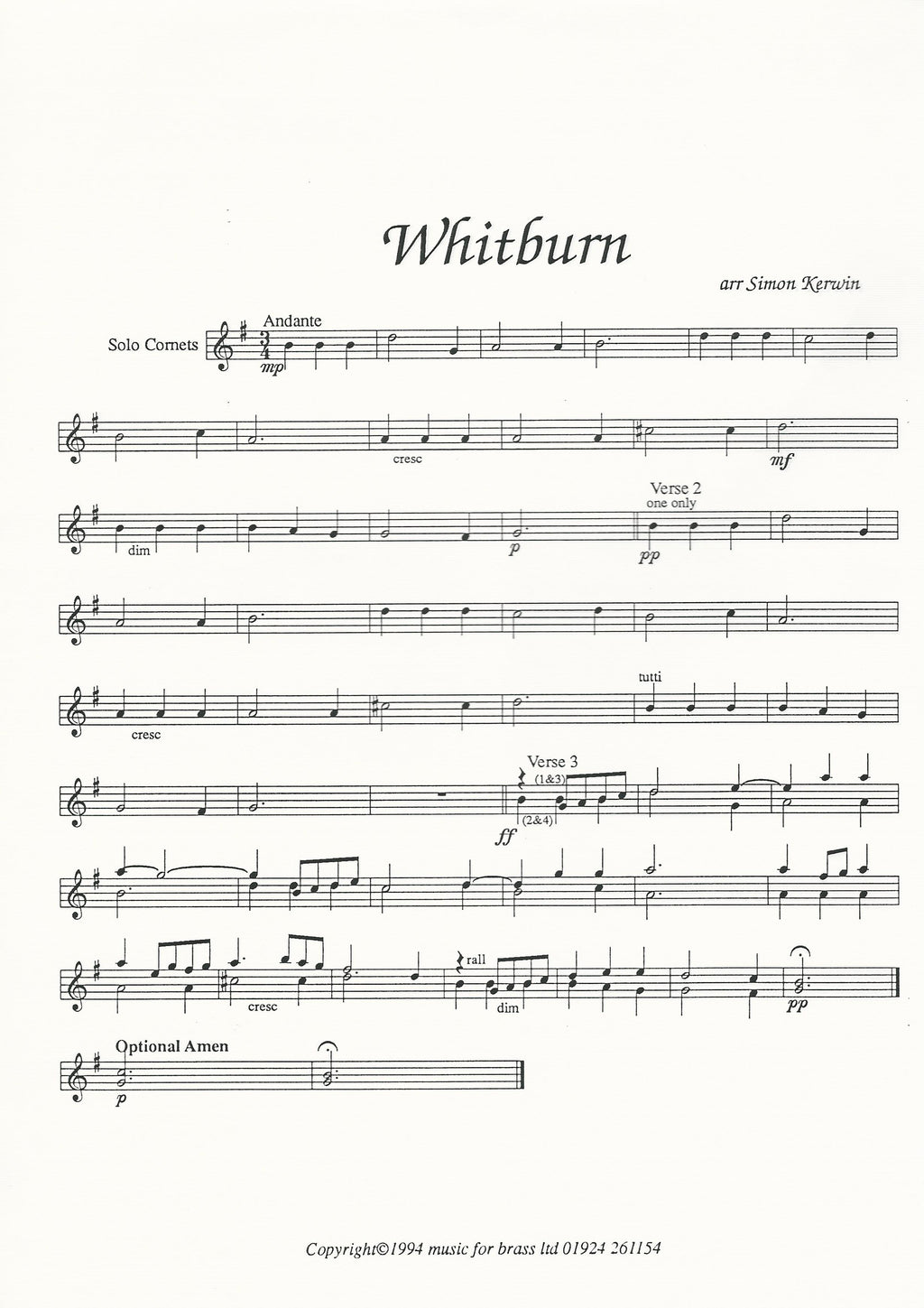 Whitburn for Brass Band - arr. Simon Kerwin