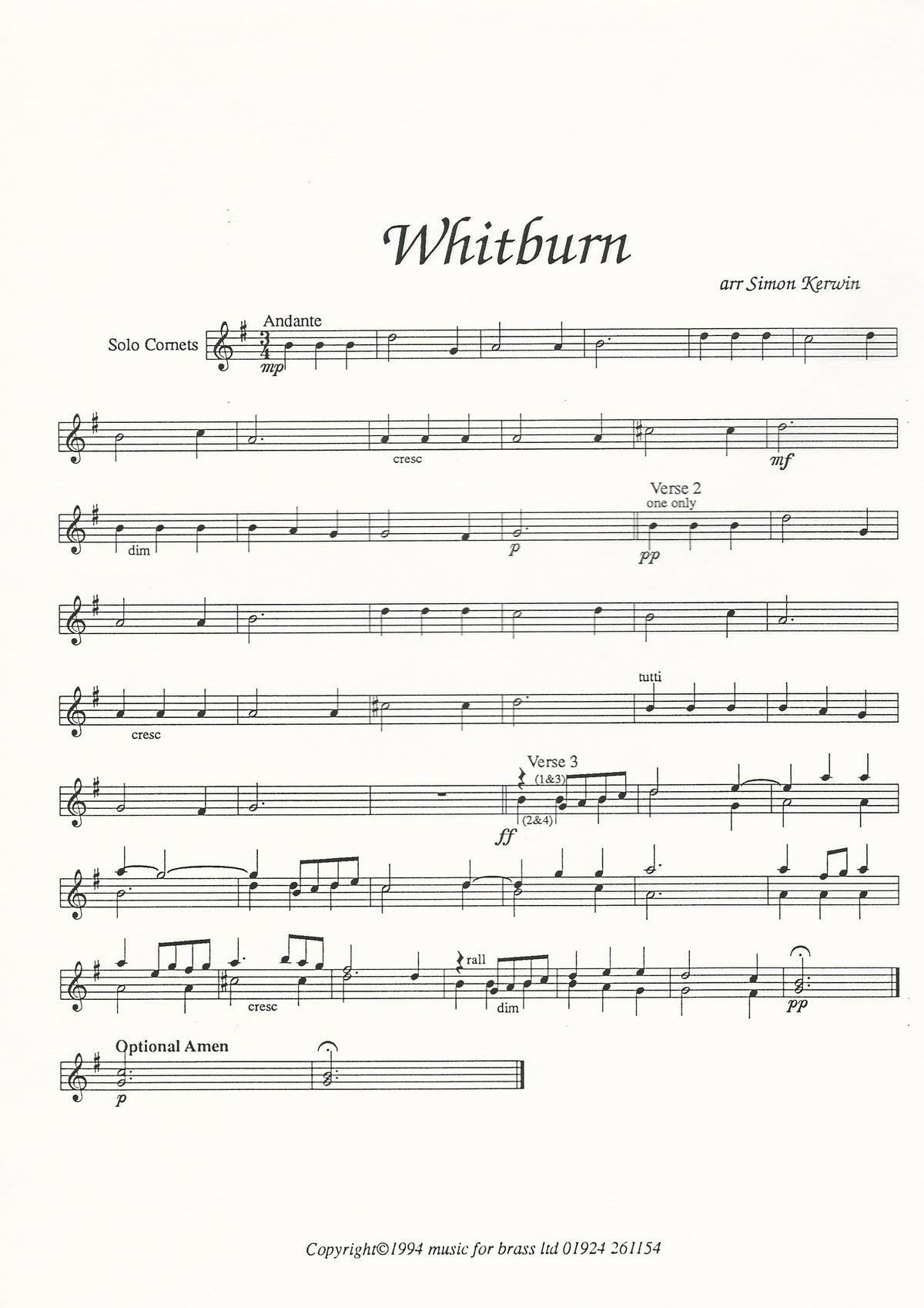 Whitburn for Brass Band - arr. Simon Kerwin