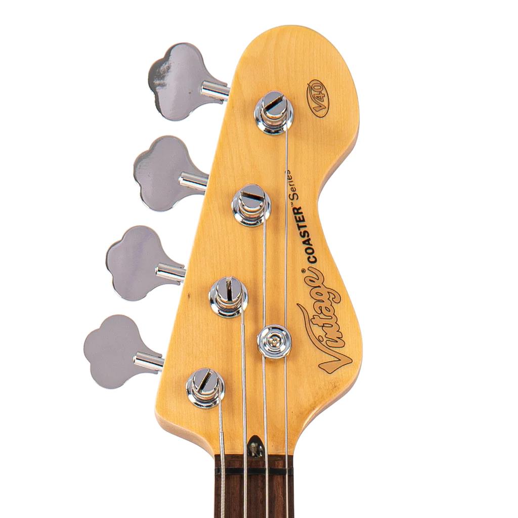 Vintage V40 Coaster Bass Guitar Pack - Gloss Black