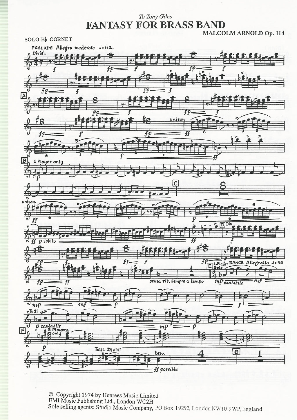 Fantasy for Brass Band - Malcolm Arnold (Op. 114)