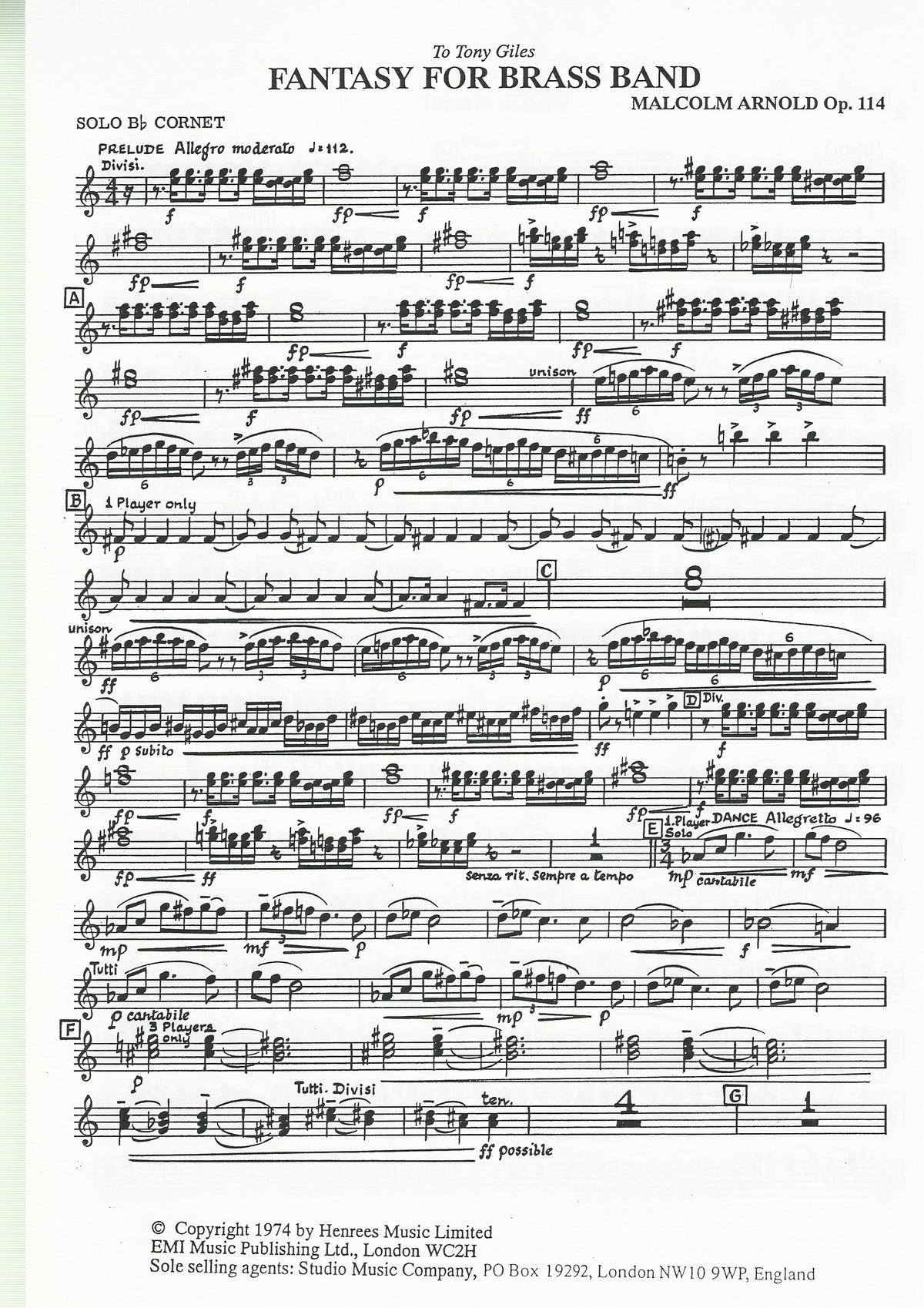 Fantasy for Brass Band - Malcolm Arnold (Op. 114)