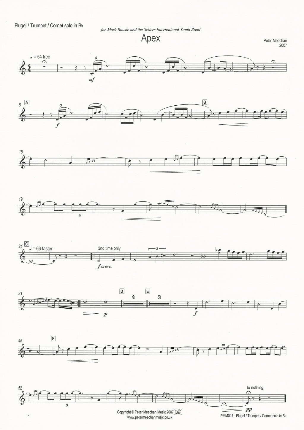 Apex for Trumpet, Cornet or Flugel and Brass Band