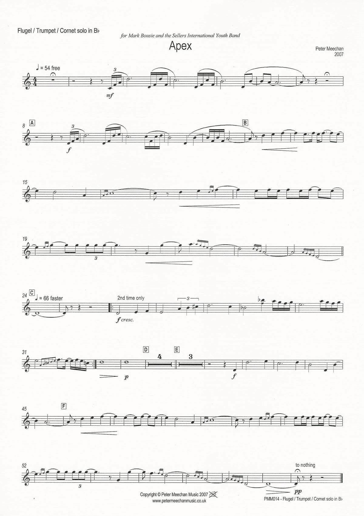 Apex for Trumpet, Cornet or Flugel and Brass Band