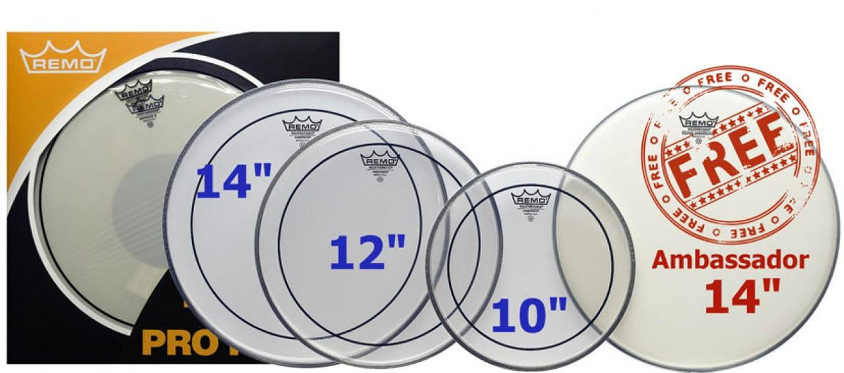 Remo ProPack (10", 12", 14" Pinstripe Clear + FREE 14" BA-0114-00)
