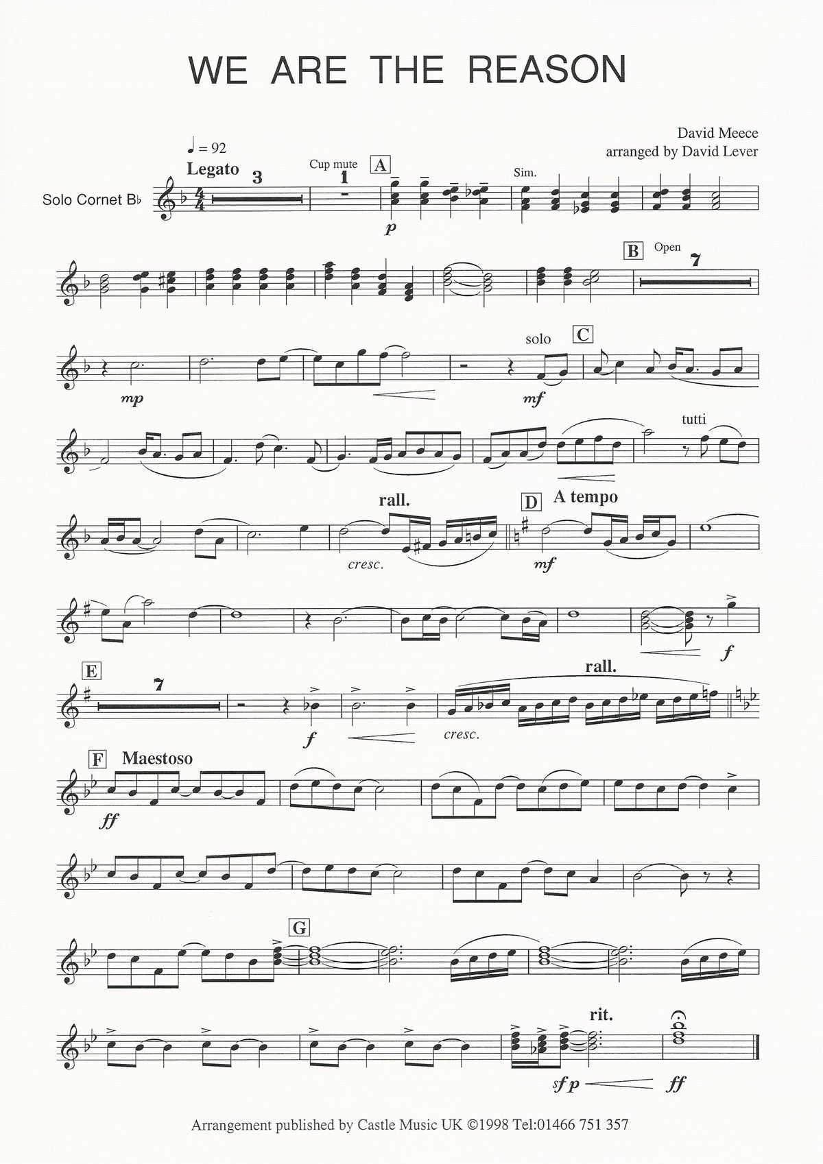 We Are The Reason for Brass Band - David Meece, arr. David Lever
