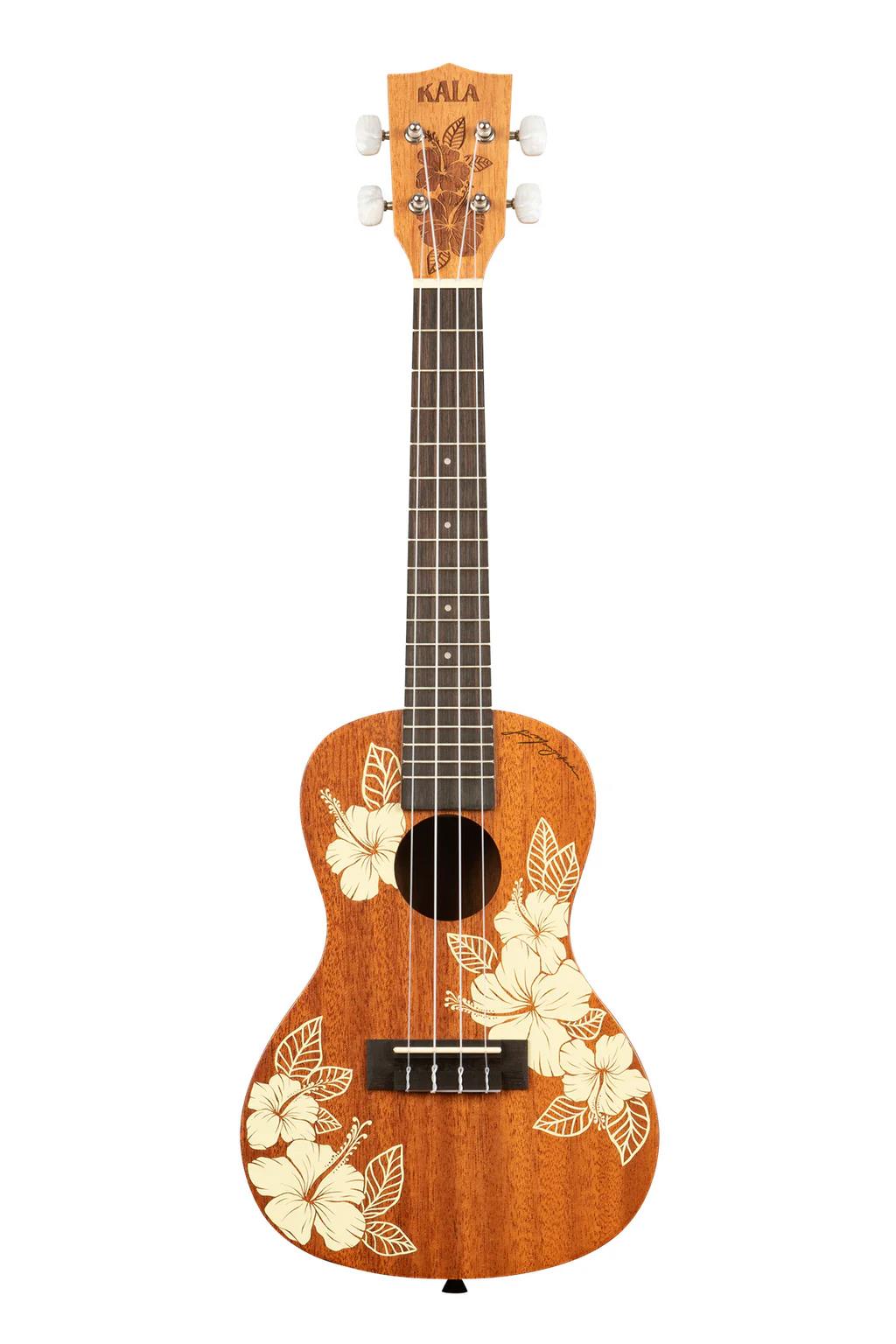 Kala Hibiscus Concert Ukulele in Mahogany with Bag