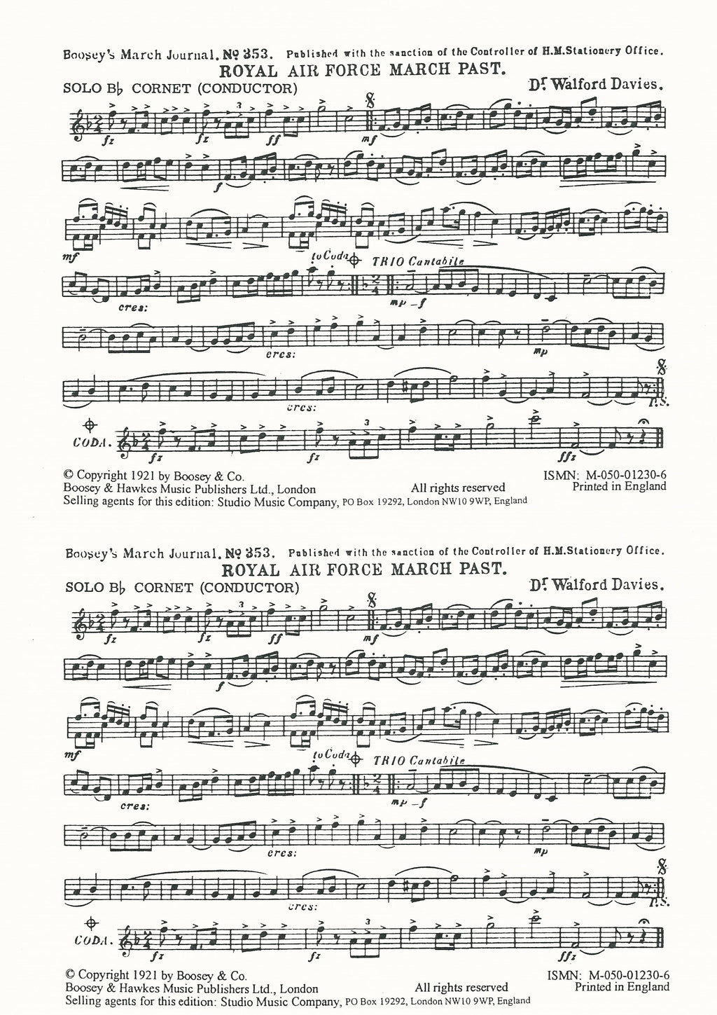 B&H Royal Air Force March Past for Brass Band - Dr. Walford Davies