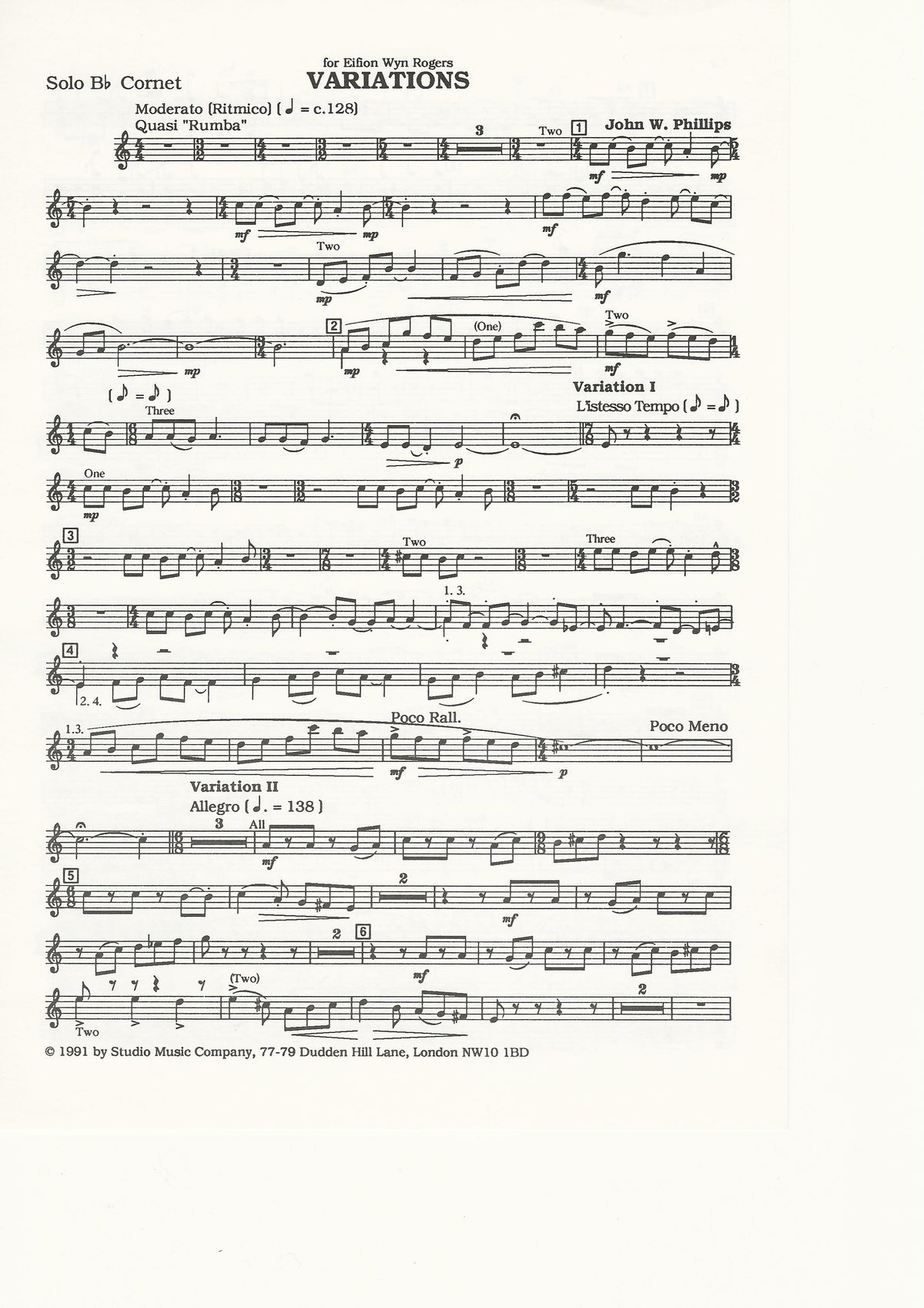 Variations for Brass Band - John W. Phillips