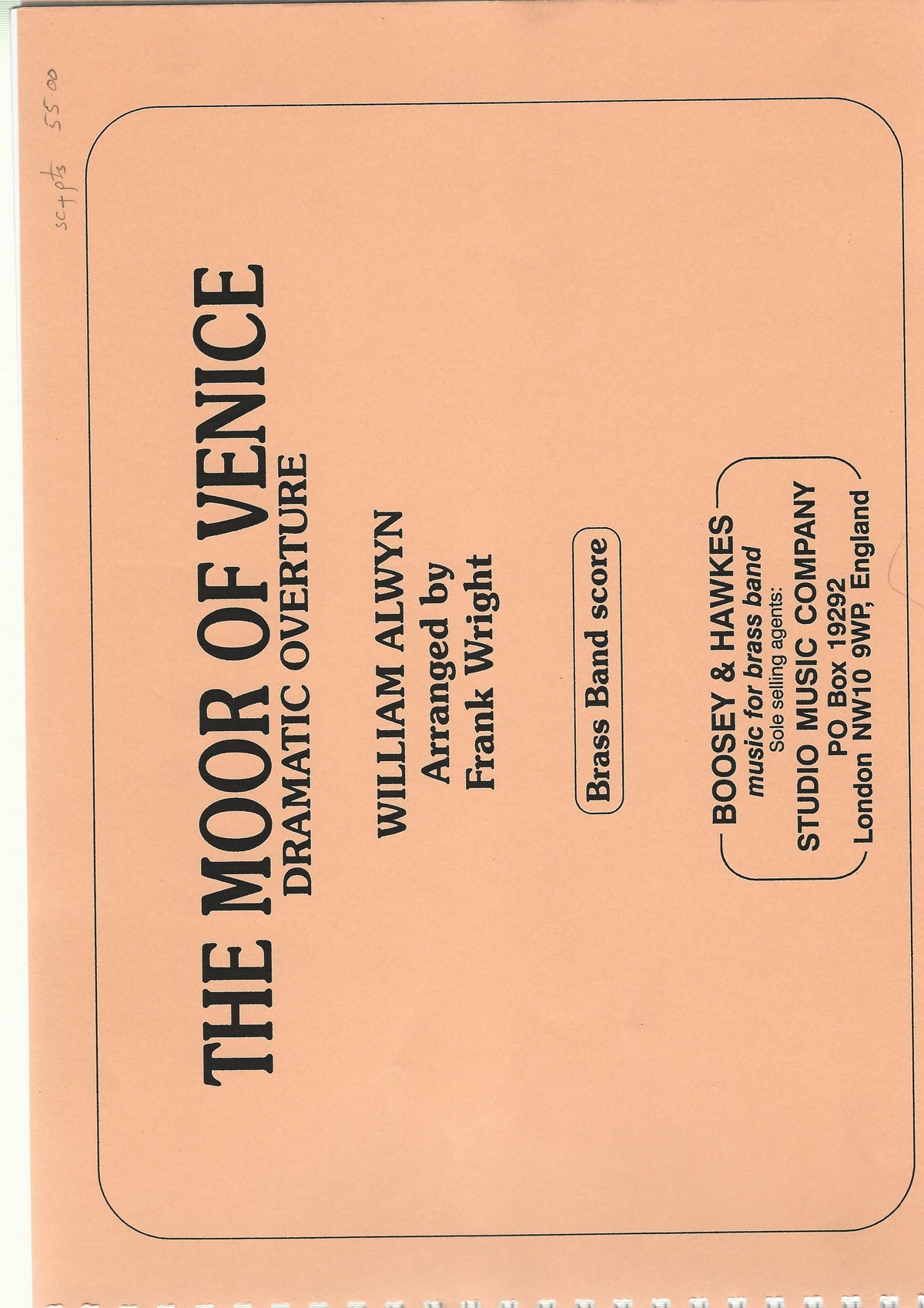 B&H The Moor of Venice, Dramatic Overture for Brass Band - William Alwyn arr. Frank Wright