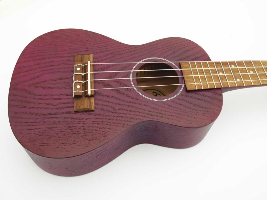 Eddy Finn Natural Ash Concert Ukulele - Purple Finish