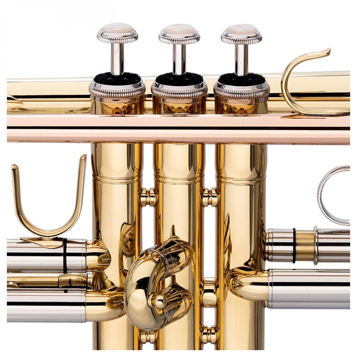 Stagg Bb trumpet, ML-bore, leadpipe in gold brass, with soft case