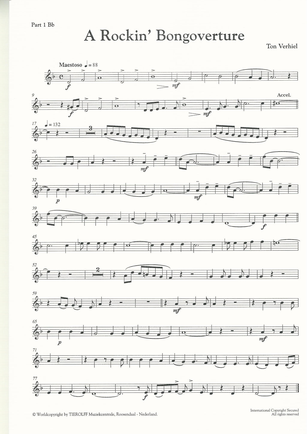 A Rockin' Bongoverture for Brass Band (4-part Level 2) - Ton Verhiel