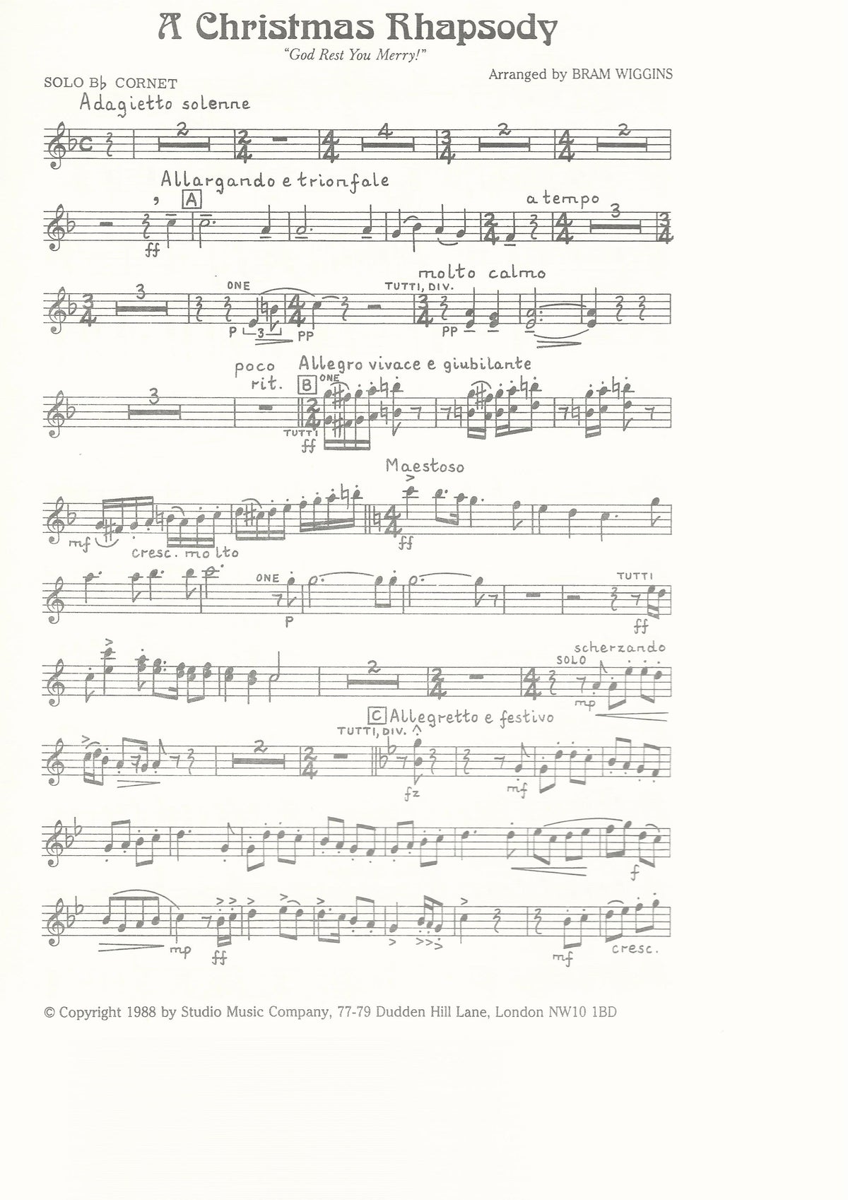 A Christmas Rhapsody for Brass Band - arr. Bram Wiggins