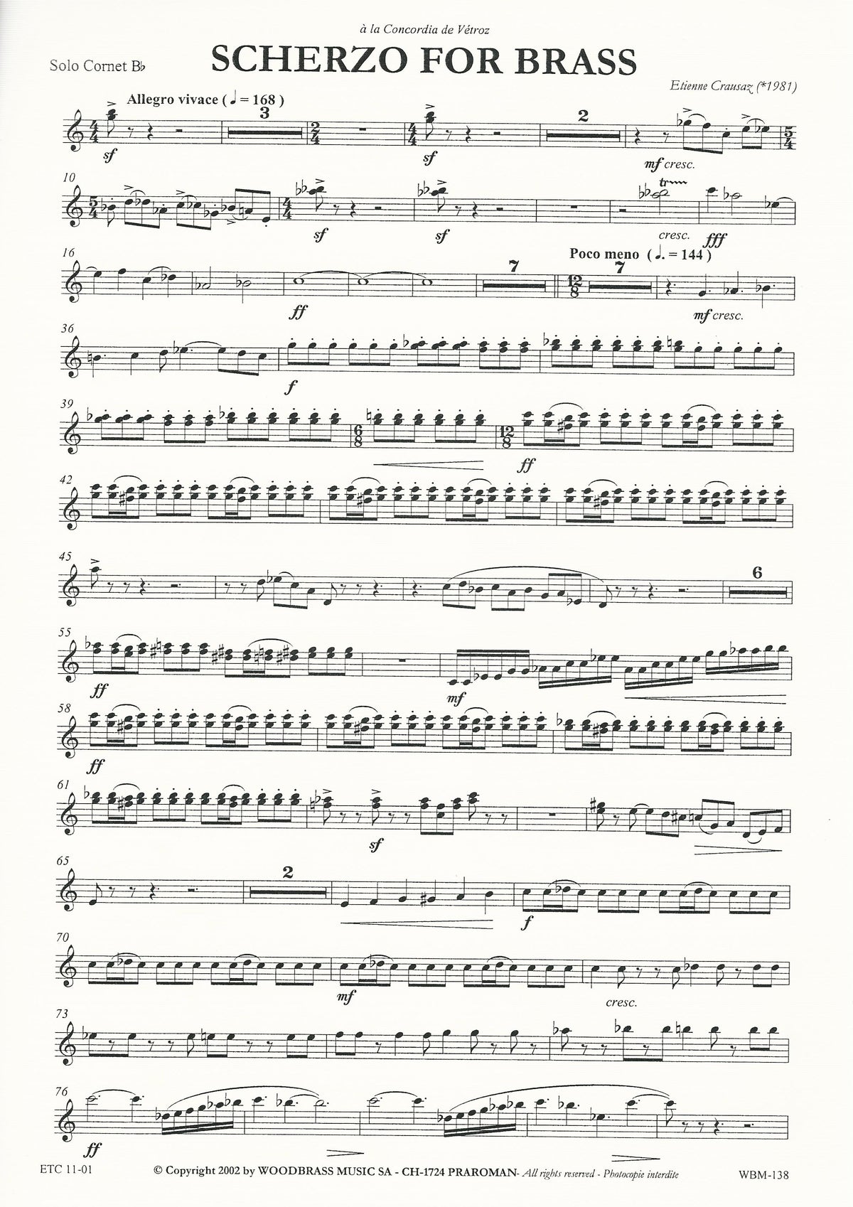 Scherzo for Brass Band - Etienne Crausaz