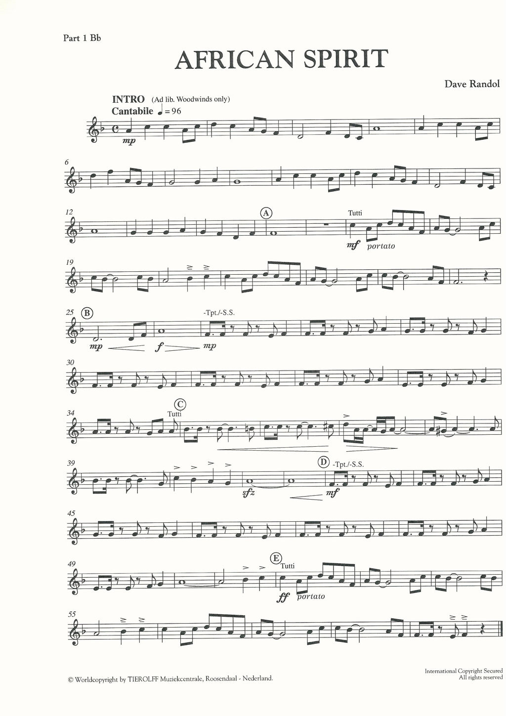 African Spirit for Brass Band (4-part Level 2) - Dave Randol