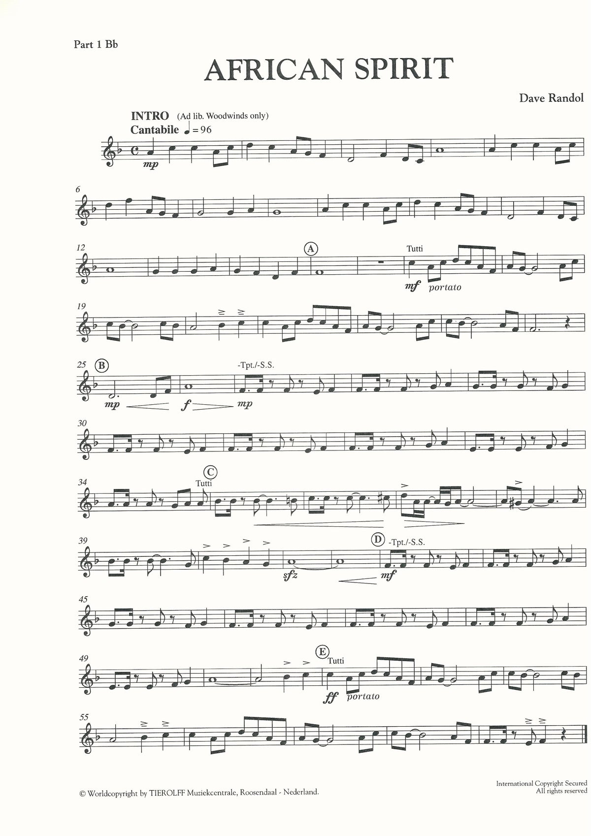 African Spirit for Brass Band (4-part Level 2) - Dave Randol