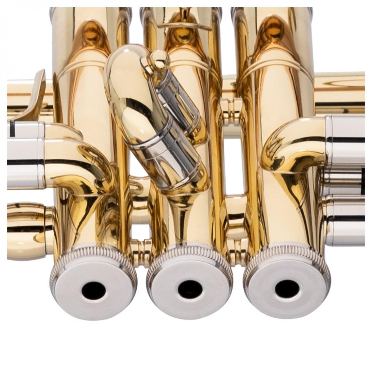 Stagg Bb trumpet, ML-bore, leadpipe in gold brass, with soft case