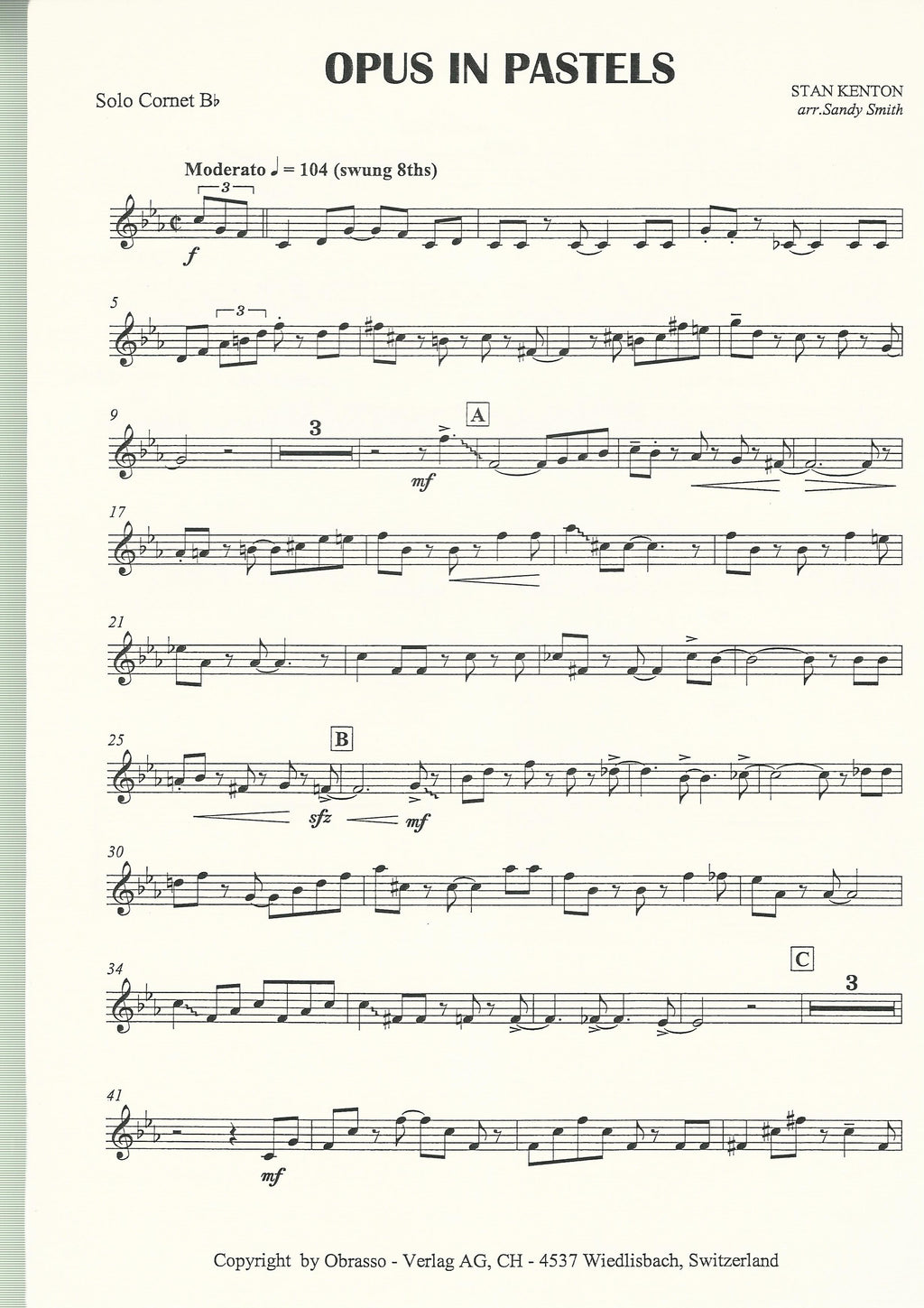 Opus in Pastels for Brass Band or Brass Sextet - Stan Kenton arr. Sandy Smith