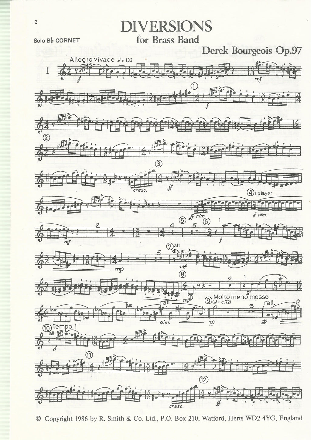 Diversions for Brass Band - Derek Bourgeois Op. 97
