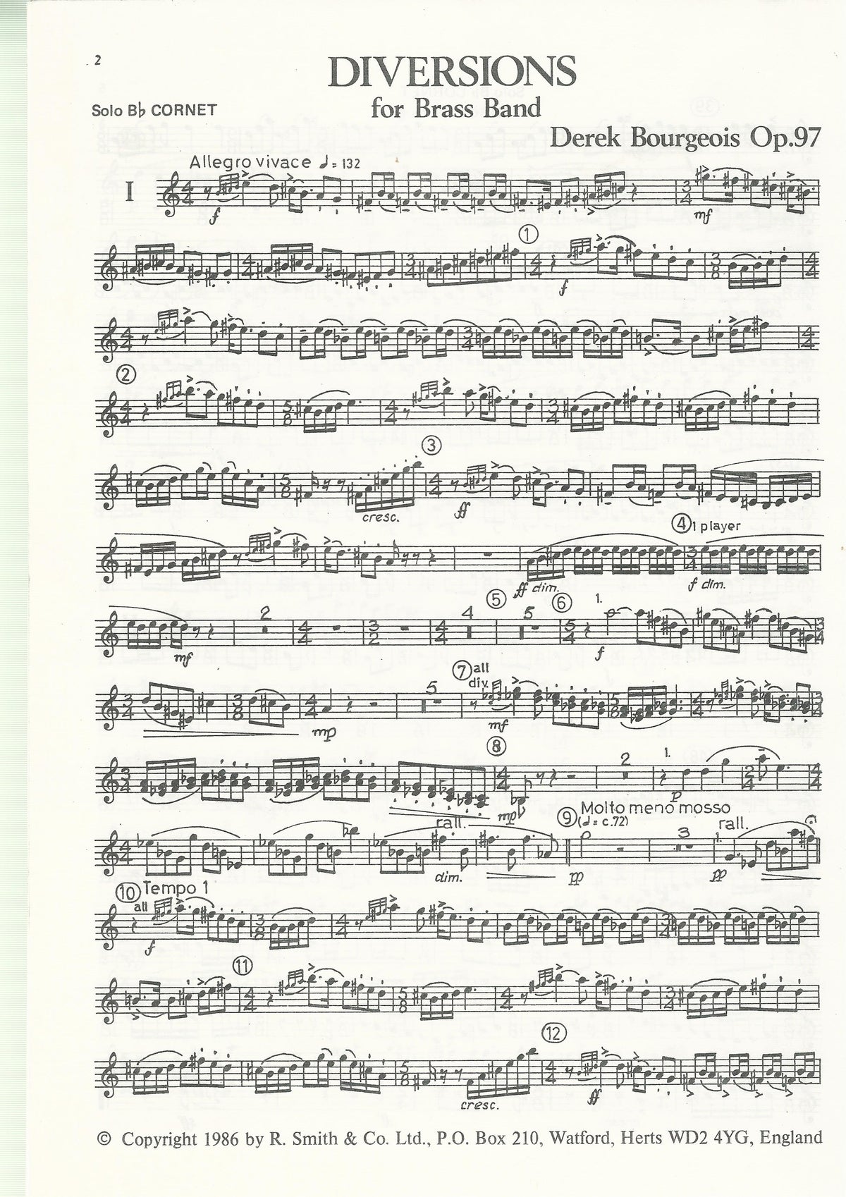 Diversions for Brass Band - Derek Bourgeois Op. 97