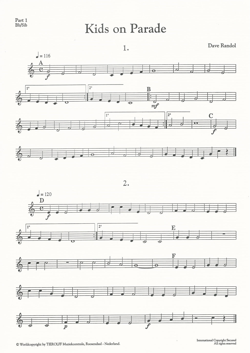 Kids on Parade for Brass Band (4 part level 1) - Dave Randol