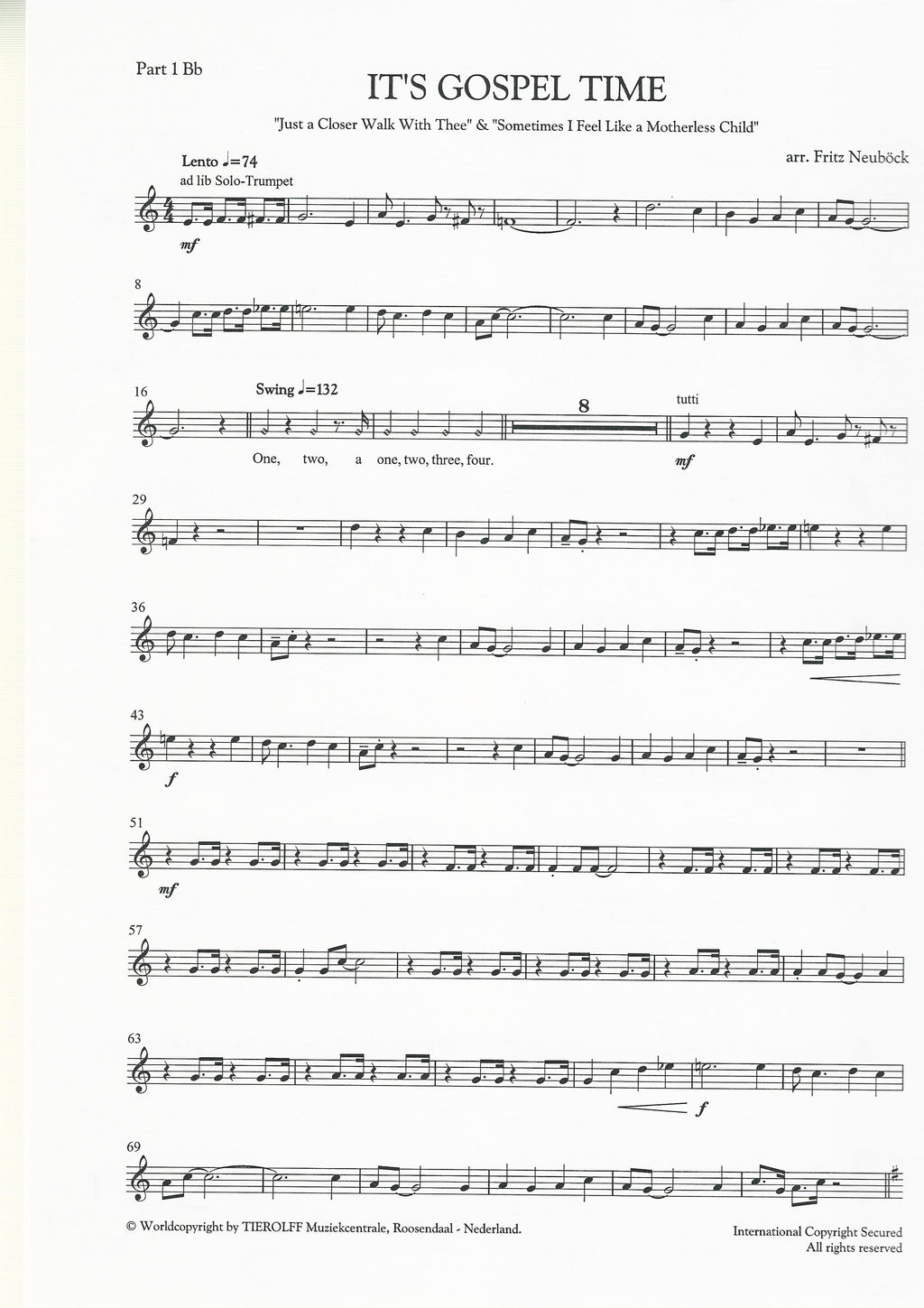 It's Gospel Time for Brass Band (4 part Level 2) - arr. Fritz Neubock