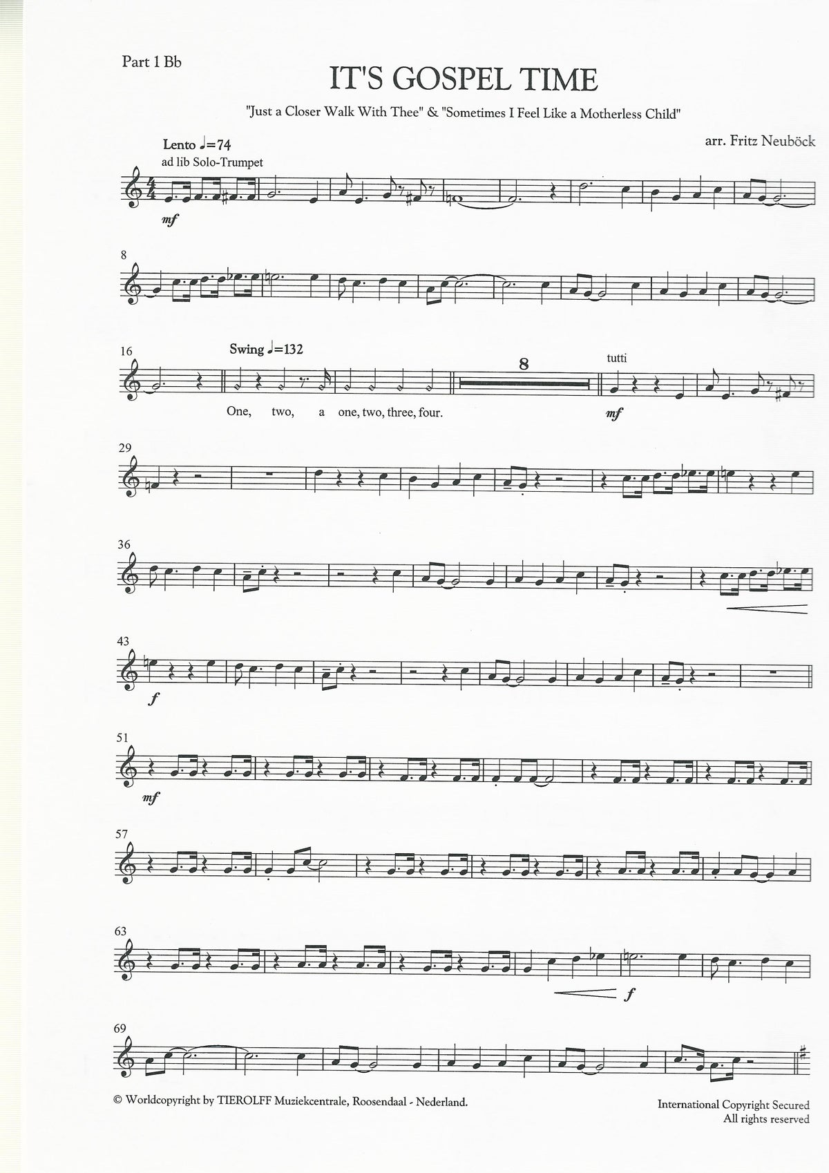 It's Gospel Time for Brass Band (4 part Level 2) - arr. Fritz Neubock