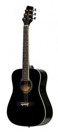 Stagg 3/4 black dreadnought acoustic guitar with basswood top, left-handed model