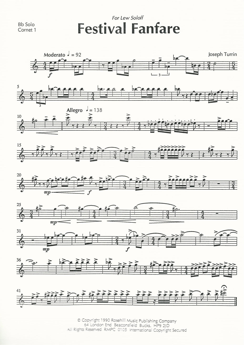 Festival Fanfare for Cornets and Percussion - Joseph Turrin