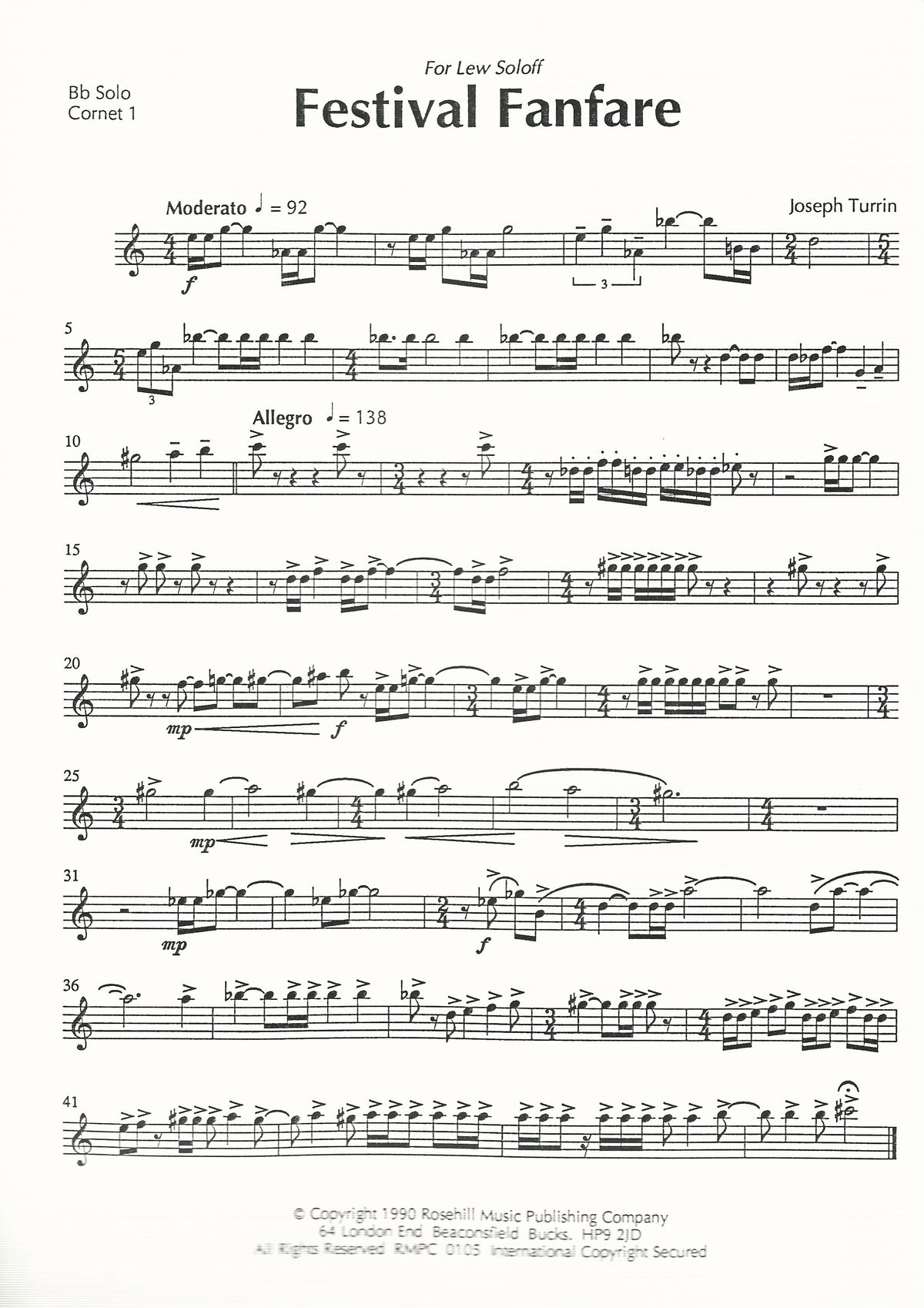 Festival Fanfare for Cornets and Percussion - Joseph Turrin
