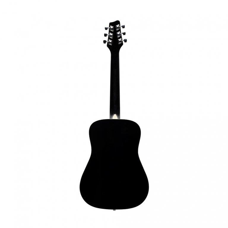 Stagg 3/4 black dreadnought acoustic guitar with basswood top, left-handed model