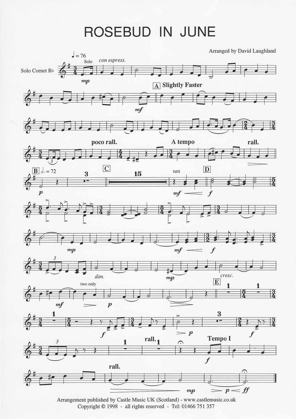Rosebud In June for Brass Band - arr. David Laughland