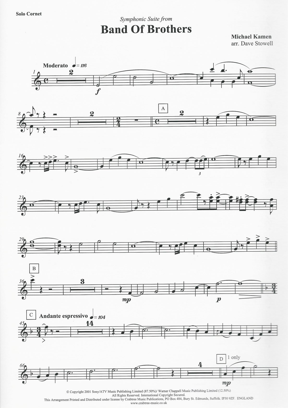 Band of Brothers for Brass Band - Michael Kamen, arr. David Stowell