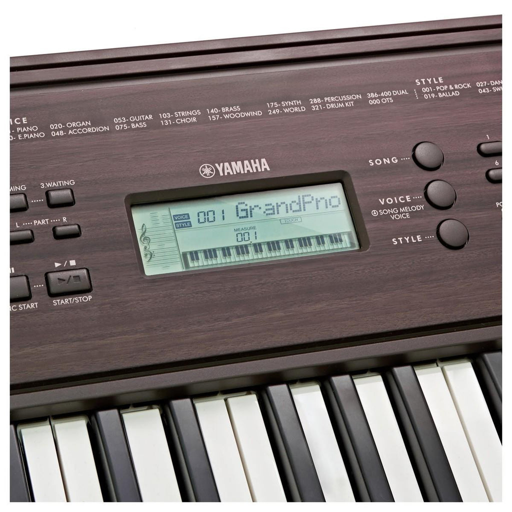 Yamaha PSR-E360 Digital Keyboard - Dark Walnut
