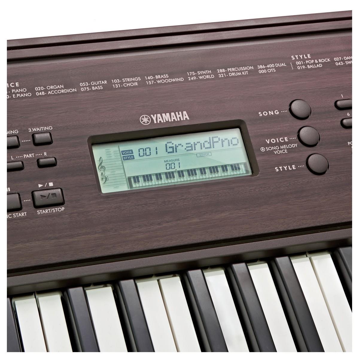 Yamaha PSR-E360 Digital Keyboard - Dark Walnut