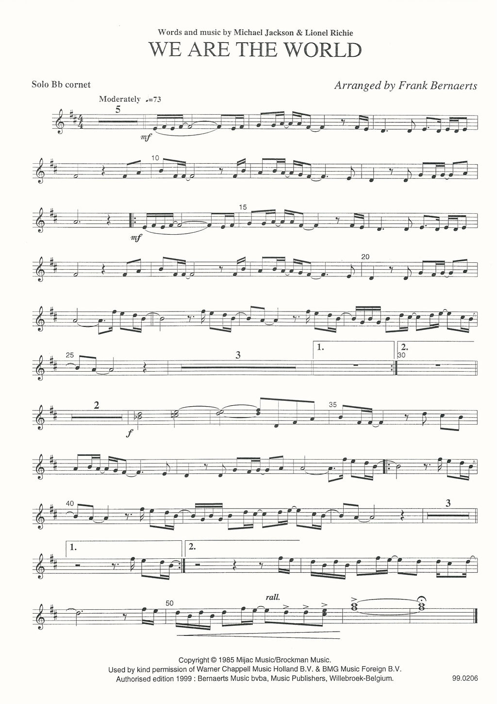 We Are The World for Brass Band - arr. Frank Bernaerts