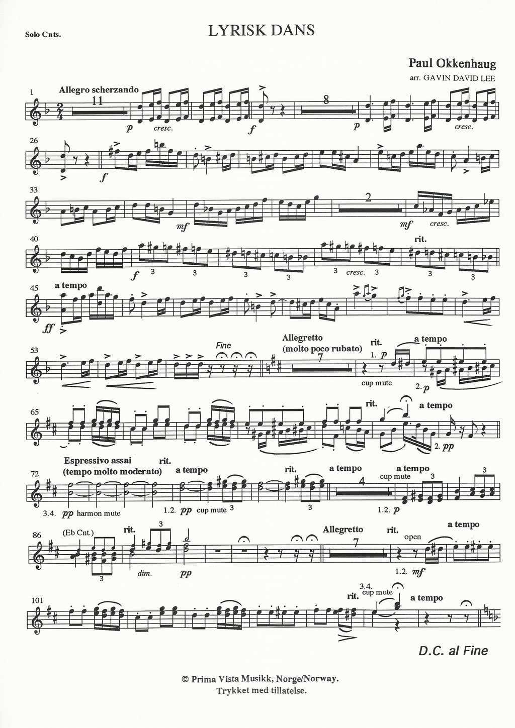 Lyric Dance (Lyrisk Dans) for Brass Band - Paul Okkenhaug arr. Gavin David Lee