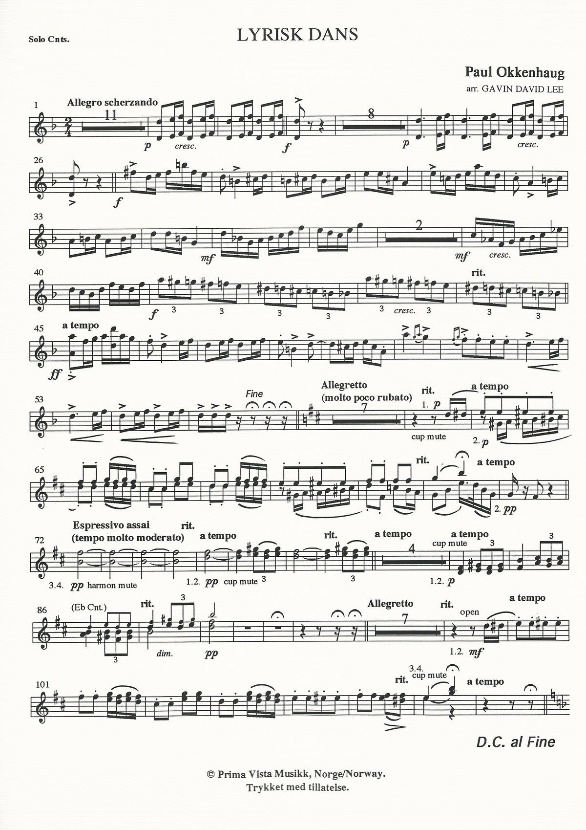 Lyric Dance (Lyrisk Dans) for Brass Band - Paul Okkenhaug arr. Gavin David Lee