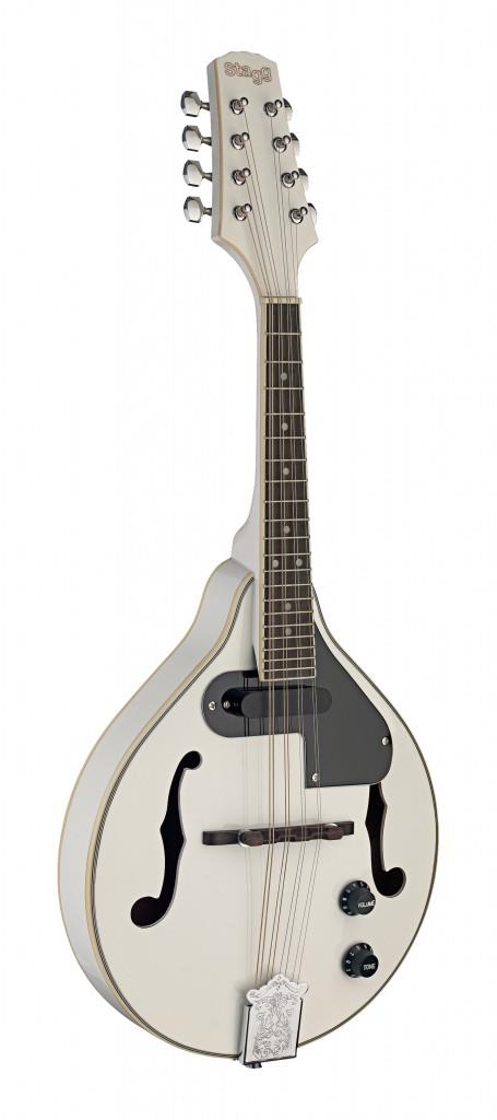 Stagg White acoustic-electric bluegrass mandolin with nato top