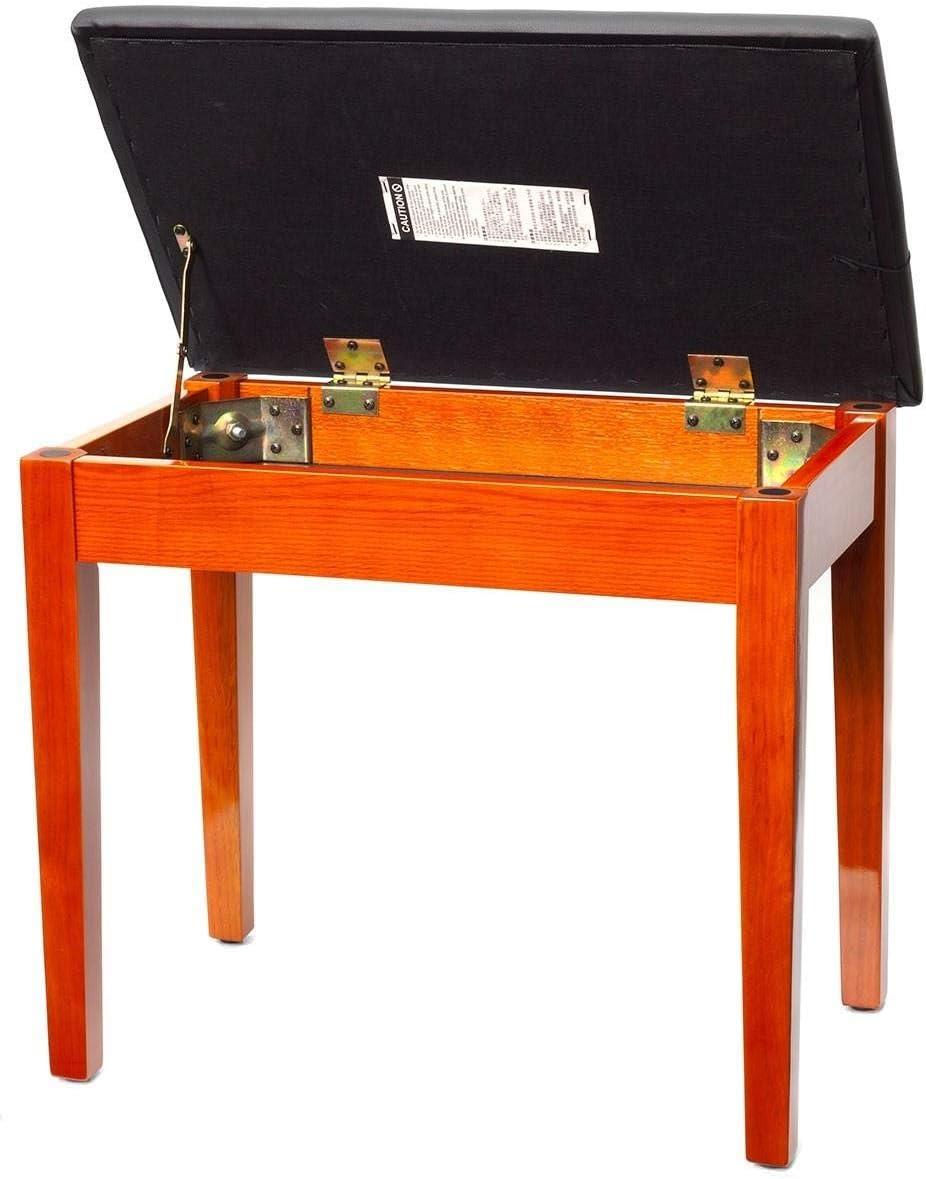 Montford Storage Piano Stool - Gloss Teak Finish