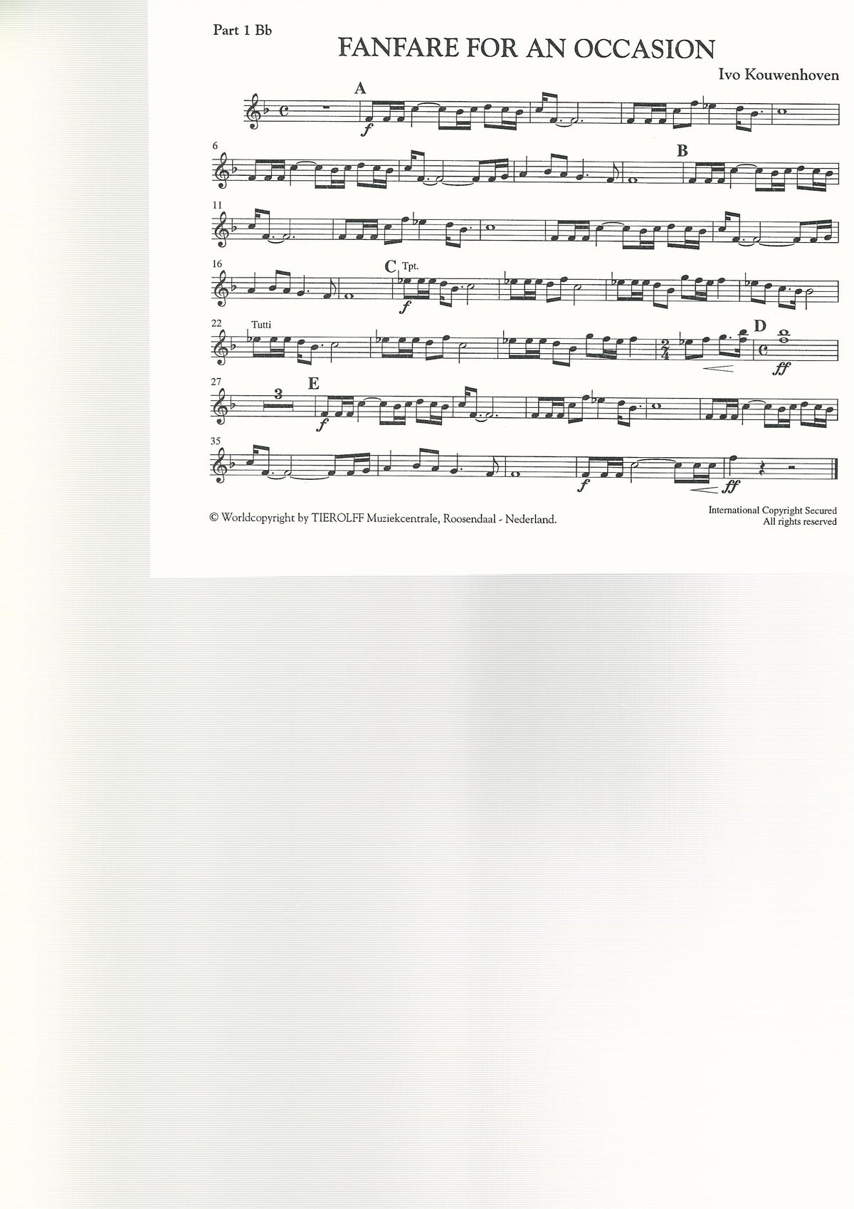 Fanfare for an Occasion for Brass Band (4 part level 2) - Ivo Kouvenhoven
