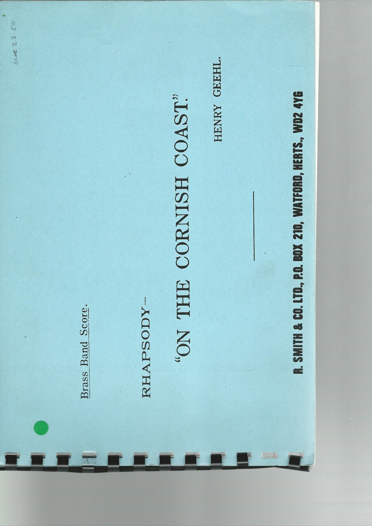 Rhapsody - On The Cornish Coast for Brass Band (Score Only) - Henry Geehl