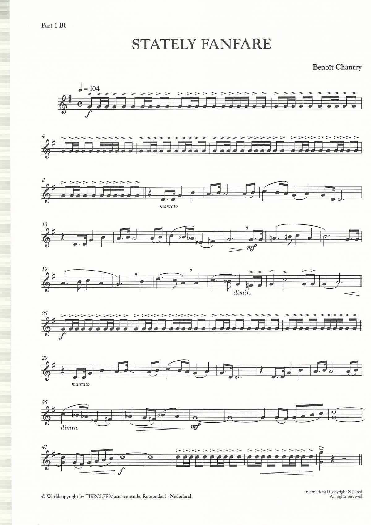 Stately Fanfare for Brass Band (4-Part Level 2) - Benoit Chantry