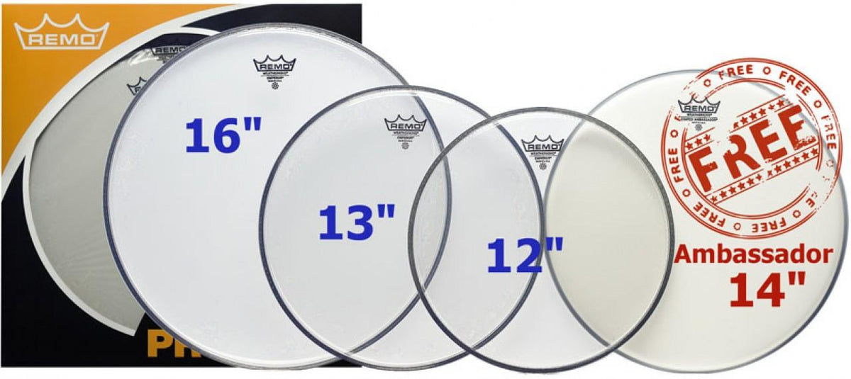 Remo ProPack (12", 13", 16" Emperor Clear + FREE 14" BA-0114-00)