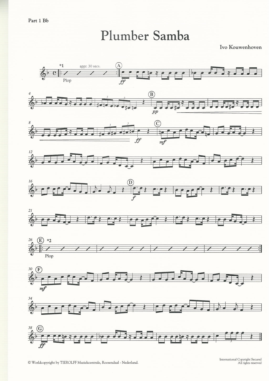 Plumber Samba for Brass Band (4-part Level 2) - Ivo Kouwenhoven