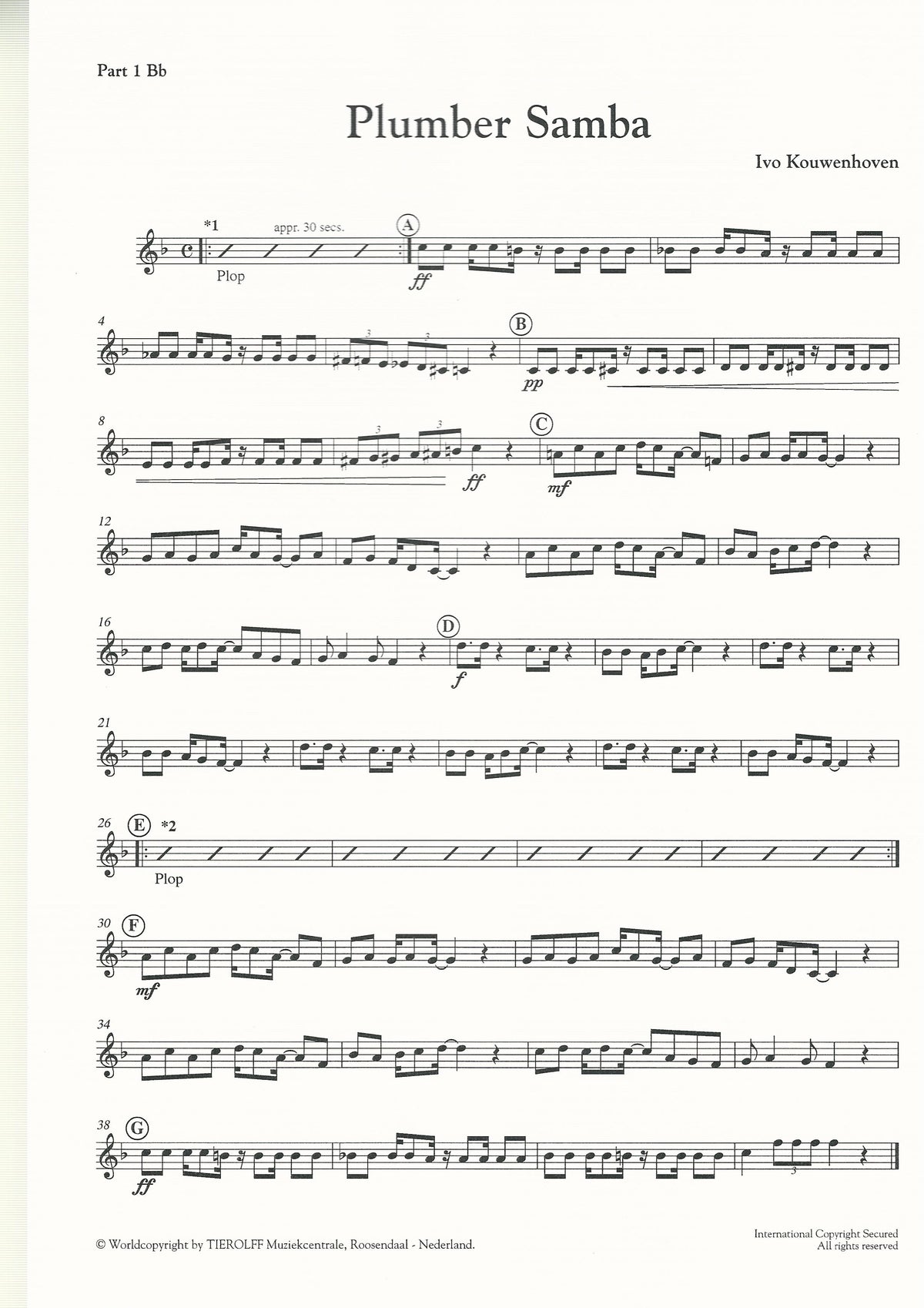 Plumber Samba for Brass Band (4-part Level 2) - Ivo Kouwenhoven