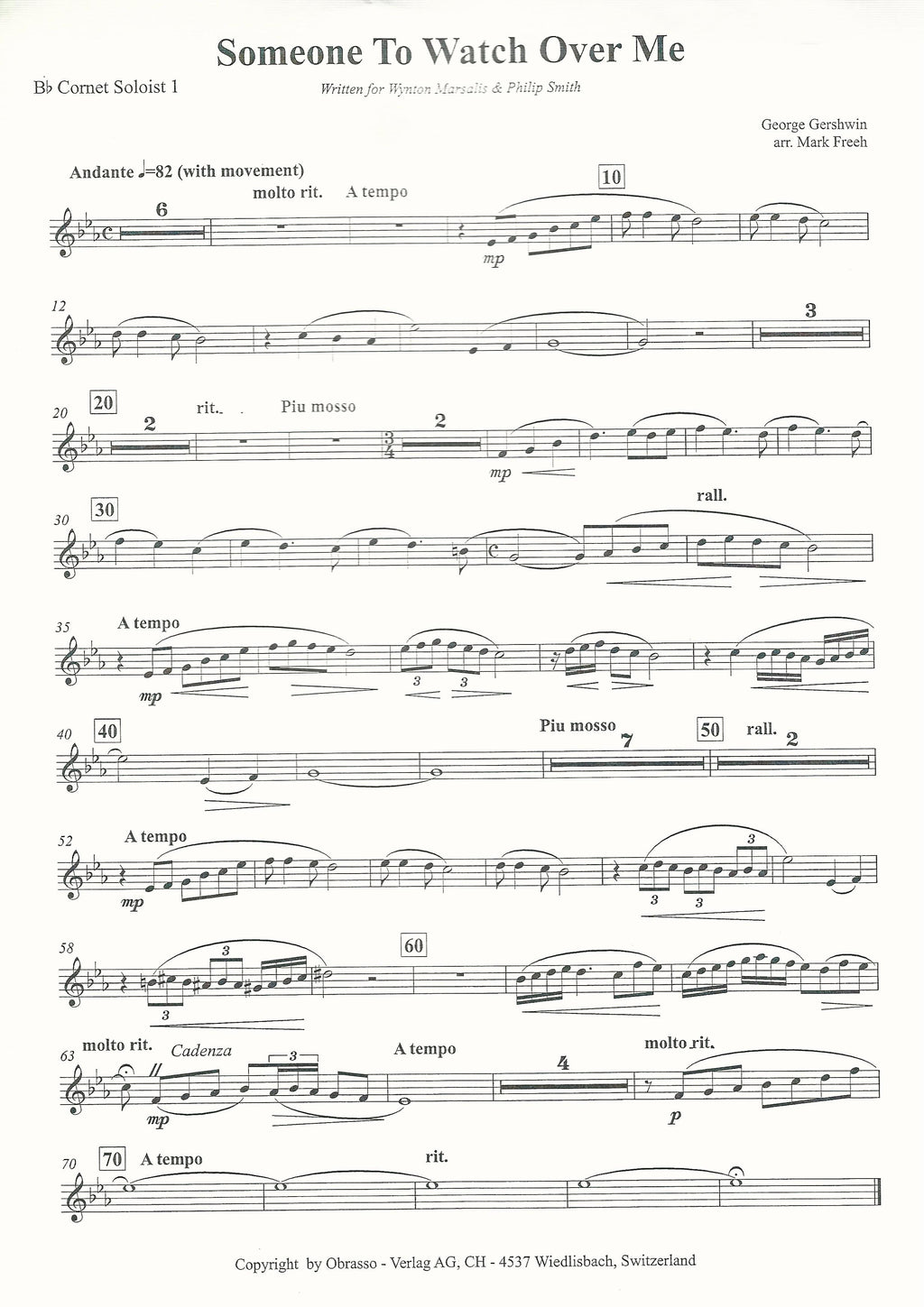 Someone to Watch Over Me, Cornet Duet for Brass Band - George Gershwin, arr. Mark Freeh
