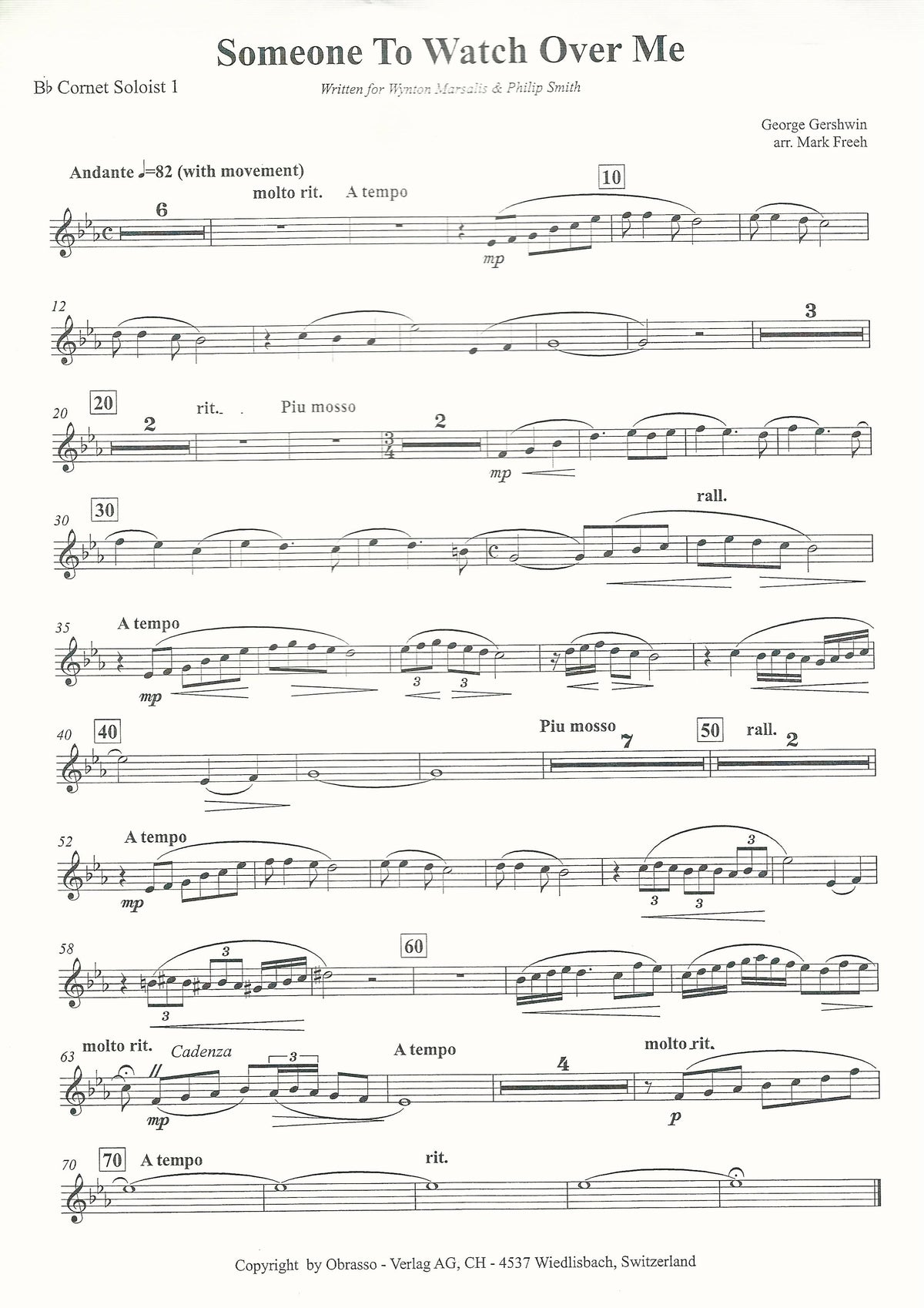 Someone to Watch Over Me, Cornet Duet for Brass Band - George Gershwin, arr. Mark Freeh