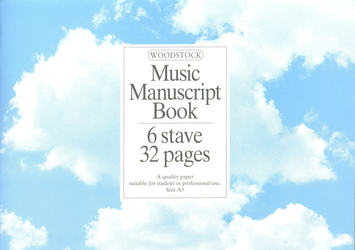 Woodstock Music Manuscript Paper: 6 Stave - 32 pages (A5L Stitched)